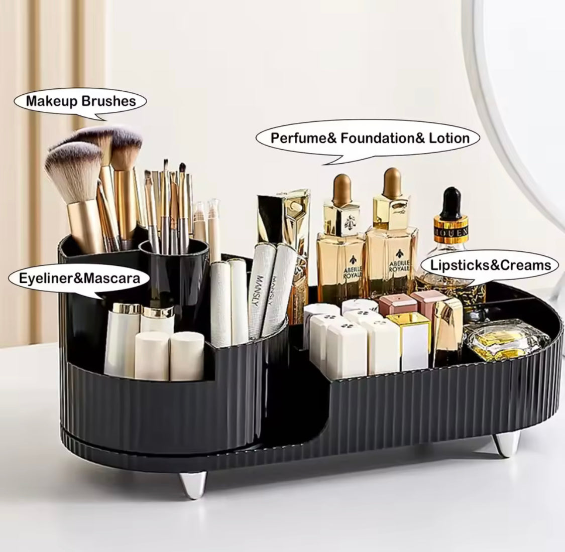 Cosmetic Storage Organizer With Spinning Brush Holder, Large Capacity Perfume Make Up Brush Holder, Makeup Sundries Storage Organizer Cosmetic Storage Organizer With Spinning Brush Holder, Large Capacity Perfume Make Up Brush Holder, Makeup Sundries Storage Organizer